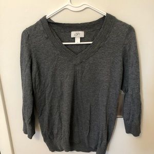 Ann Taylor Loft Heather Gray Medium 3/4 sleeve sweater